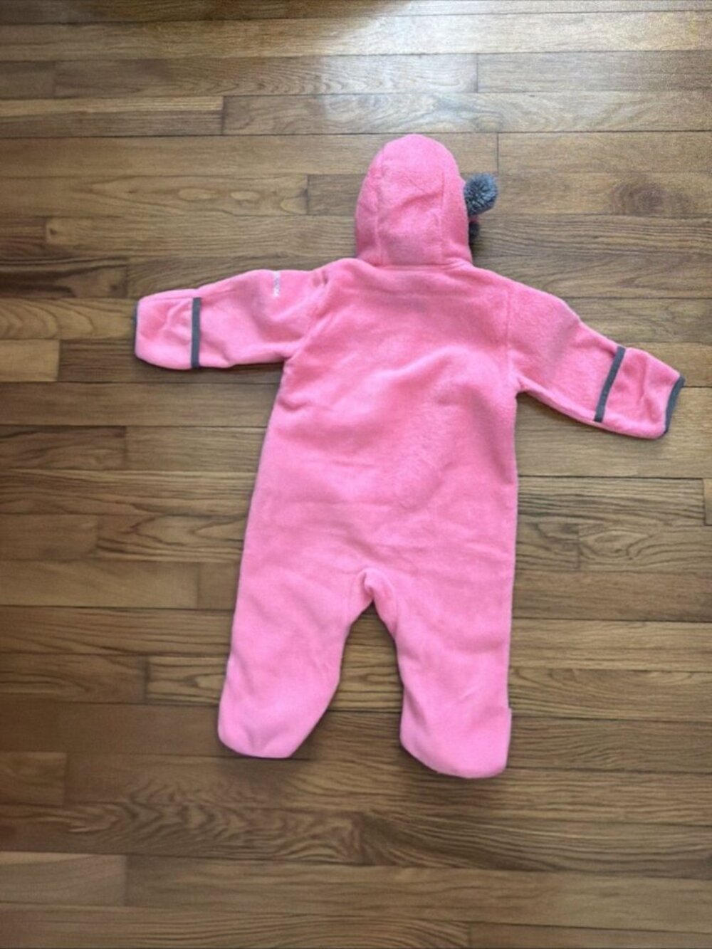 Columbia Baby Girl Winter Bunting Fleece Snowsuit Bear Ears Size 6-12 M (K13) - Picture 3 of 5